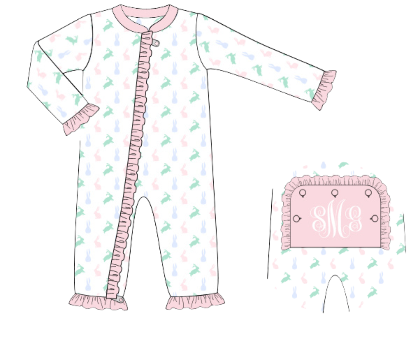 *PREORDER* Pastel Bunnies Girl Lounge Zippy
