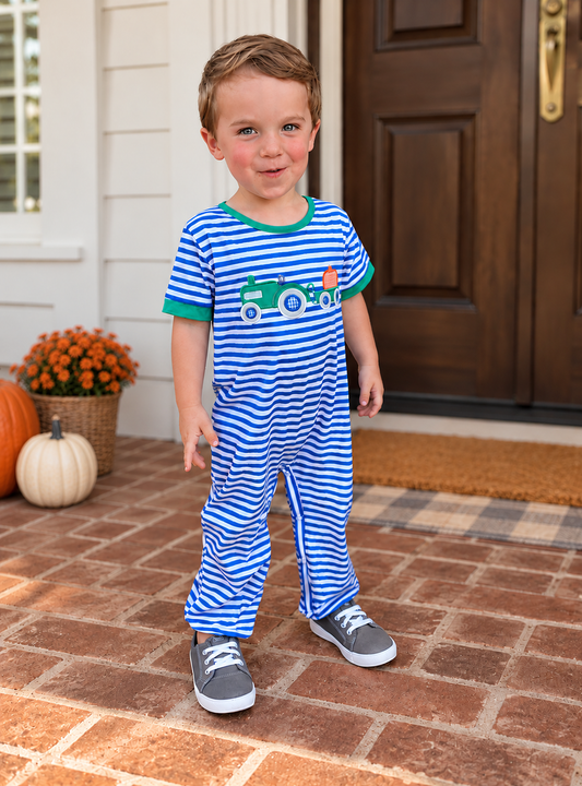 Pumpkin Harvest Boys Long Romper
