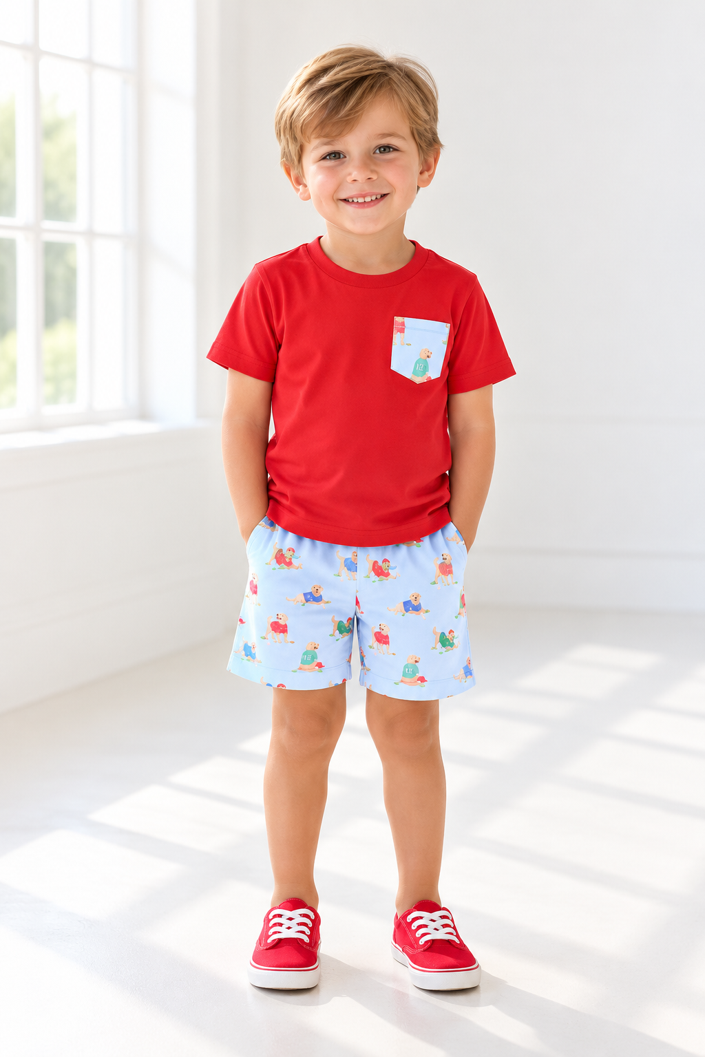 *PREORDER* Batter Up Pups Pocket Tee Short Set
