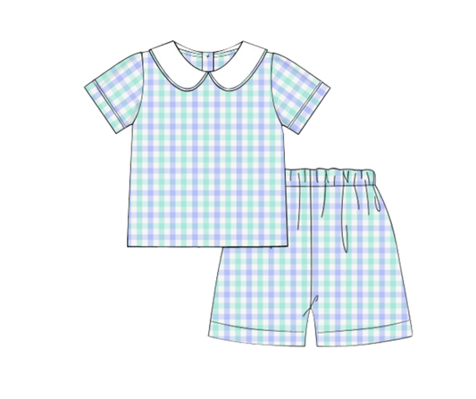 *PREORDER* Spring Plaid Peter Pan Short Set