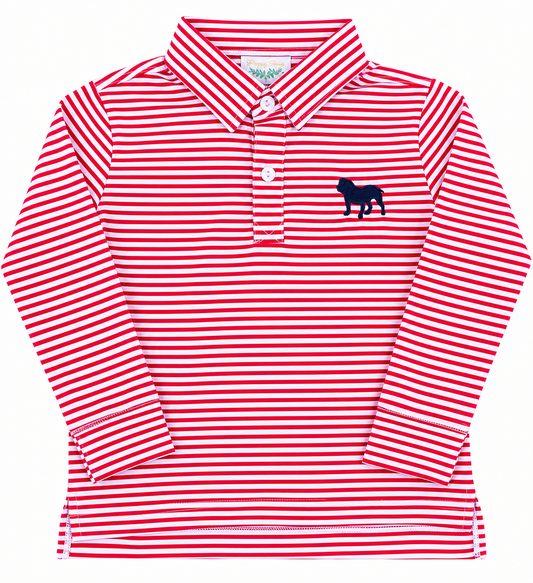 Bulldog Embroidered Long Sleeve Polo