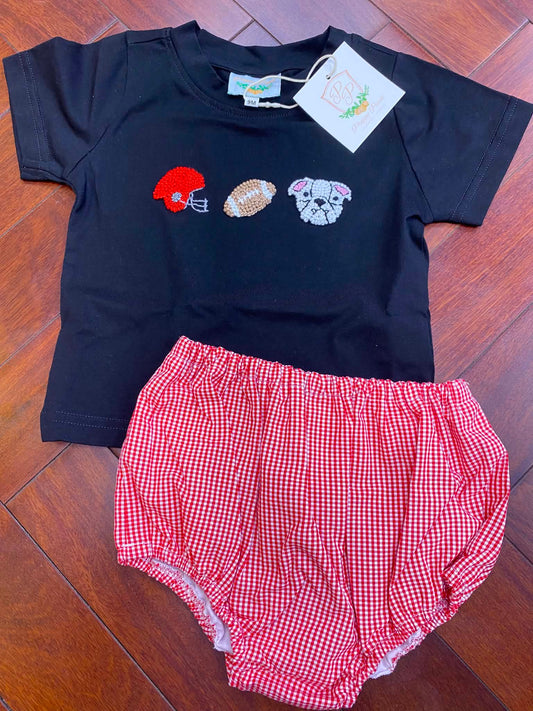 Bulldog French Knot Trio-Boy Diaper Set